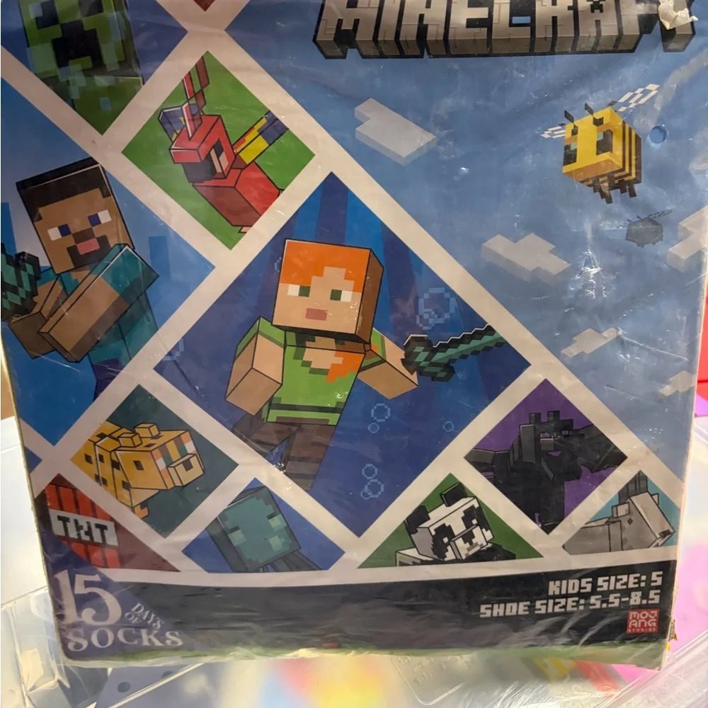 Minecraft Kids Crew Socks - Multicolor boy’s size 5 set of 15 New